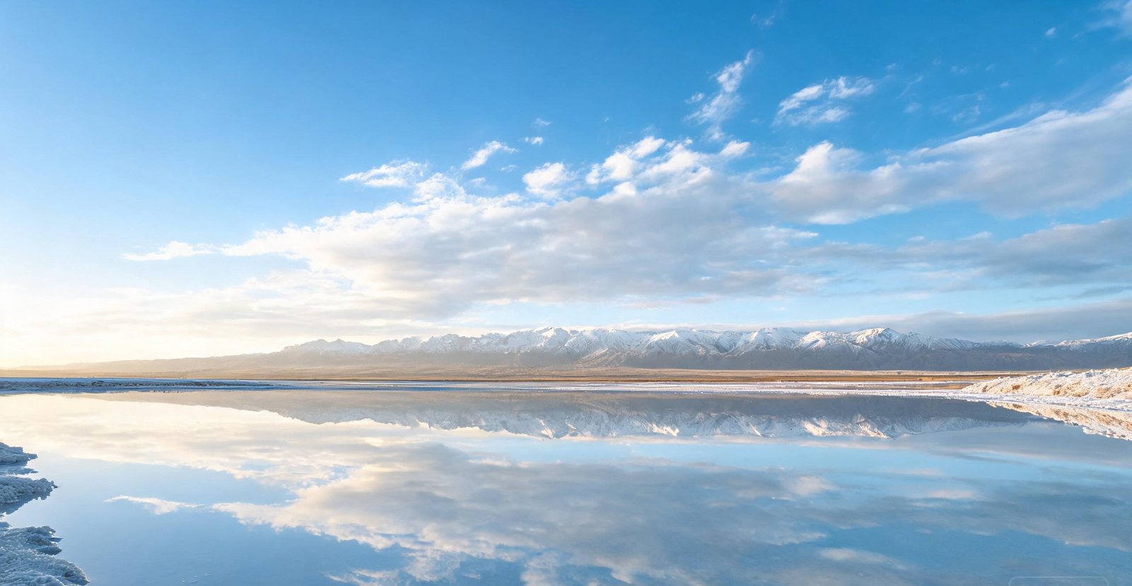 Reflections on the surface of Chaka Salt Lake, Qinghai