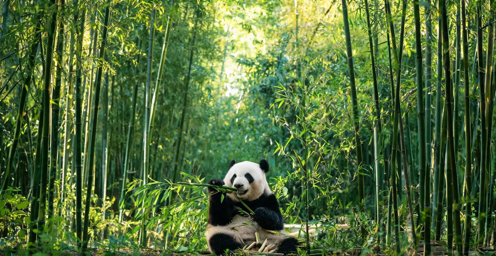 Giant panda among bamboo in Chengdu