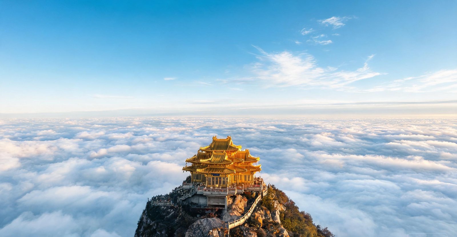 The golden summit of Mount Emei above clouds, Sichuan