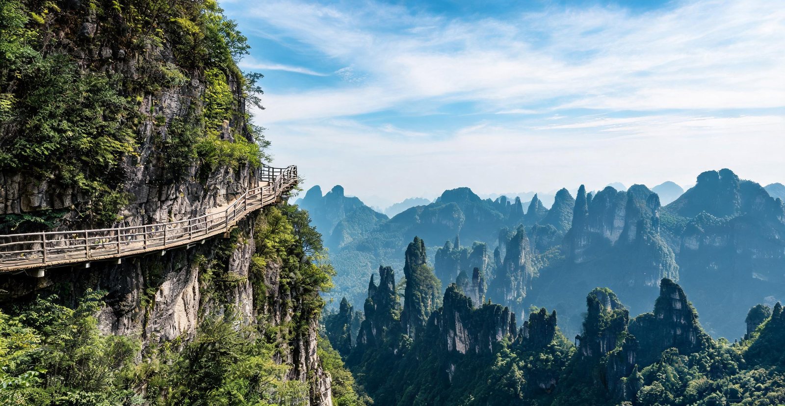 Karst peaks and cliff path at Enshi Grand Canyon, Hubei