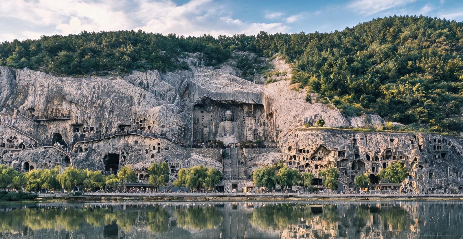 Carved Buddha statues at the Longmen Grottoes, Luoyang
