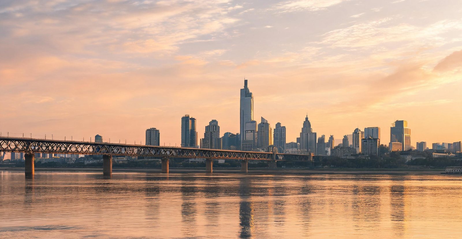 Modern skyline of Nanjing above the Yangtze River