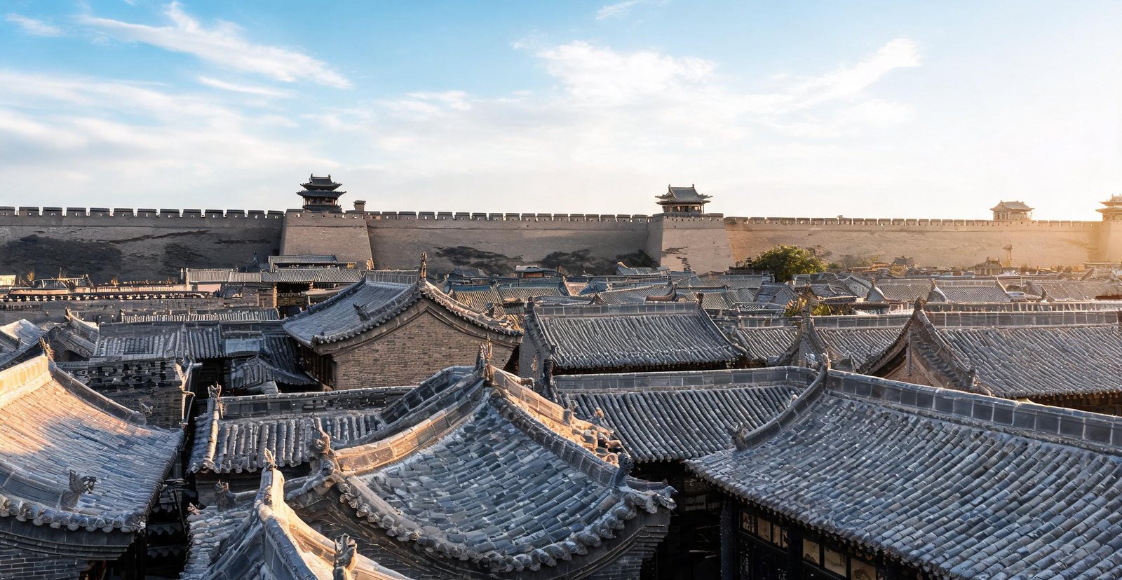Ancient rooftops within the walled town of Pingyao