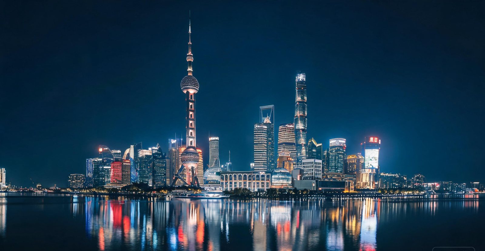 The Lujiazui skyline of Shanghai at night