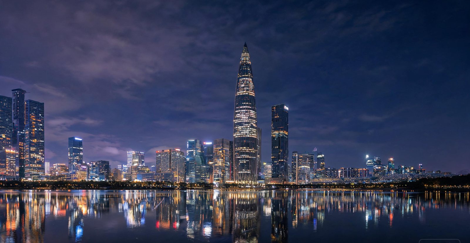 The modern skyline of Shenzhen at night