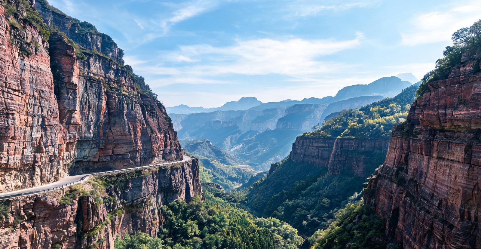 Cliff road in the Taihang Grand Canyon, Henan