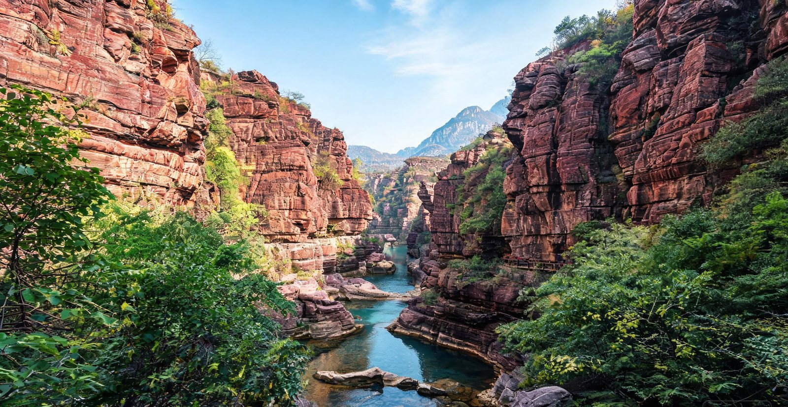 Red rock gorge at Yuntai Mountain, Henan